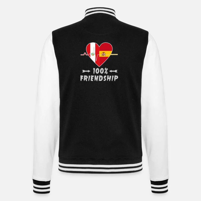 Peru und Spanien 100% Freundschaft - College-Sweatjacke - Schwarz/Weiß