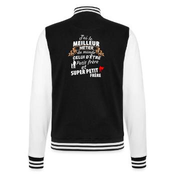 Humorvolles Zitat Bruder Super Klein - College-Sweatjacke - Schwarz/Weiß - Hinten - Marisol (170cm)