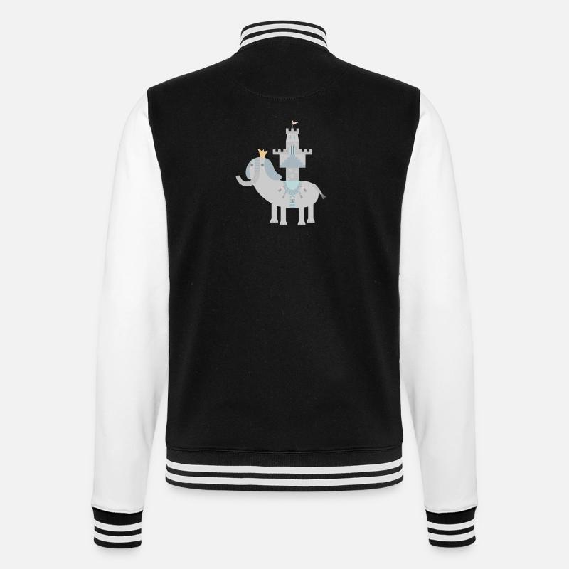 Elefant und Schloss l no text - College-Sweatjacke - Schwarz/Weiß