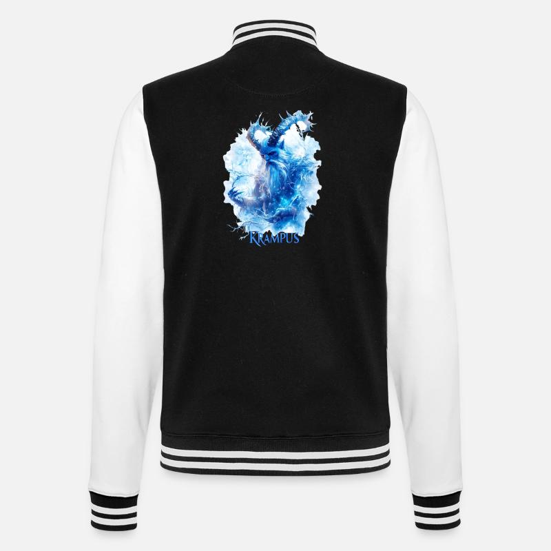 Krampus in einer Eislandschaft - College-Sweatjacke - Schwarz/Weiß
