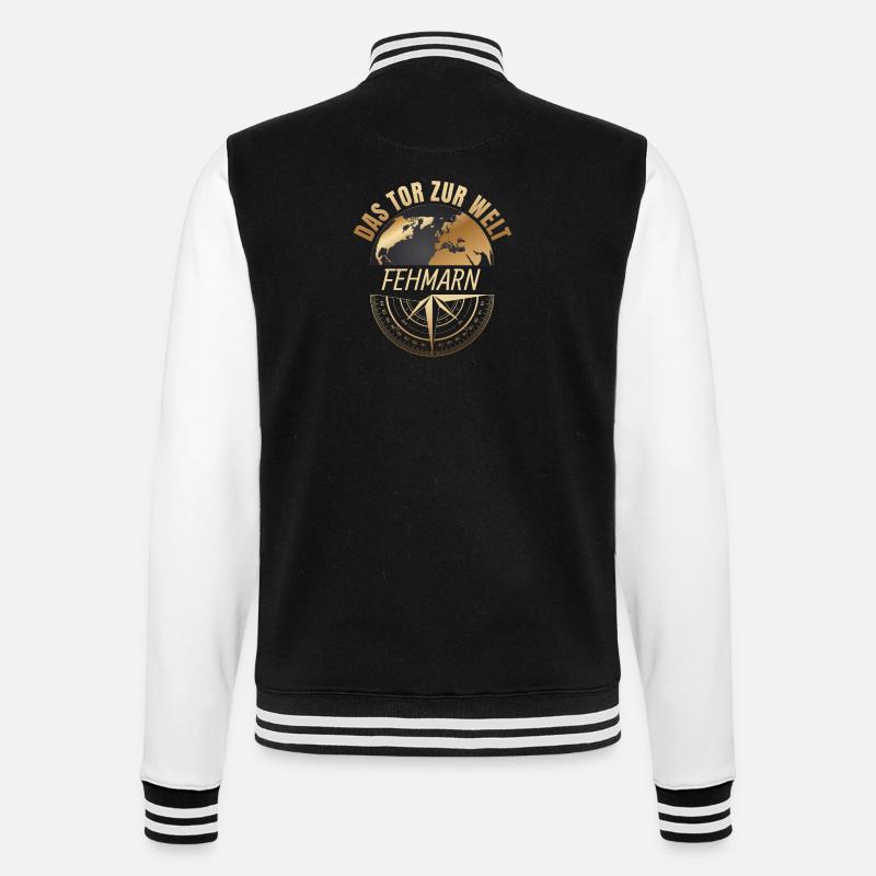 Das Tor zur Welt - Fehmarn - College-Sweatjacke - Schwarz/Weiß