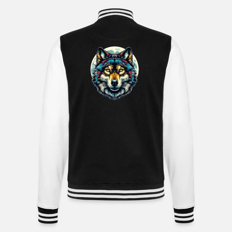 Wolf - College Sweat Jacket - black/white