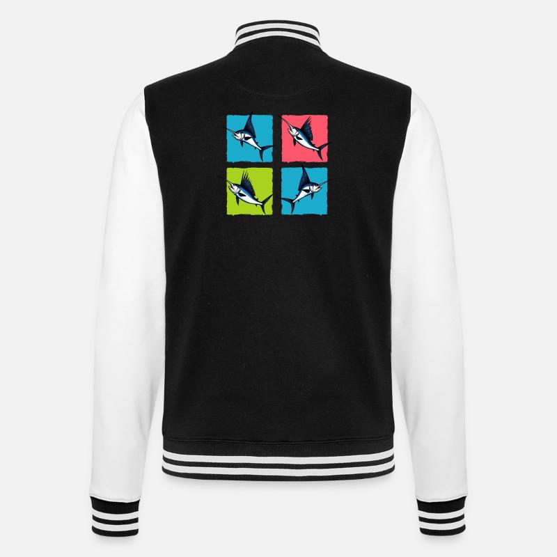 Schwertfisch - College-Sweatjacke - Schwarz/Weiß