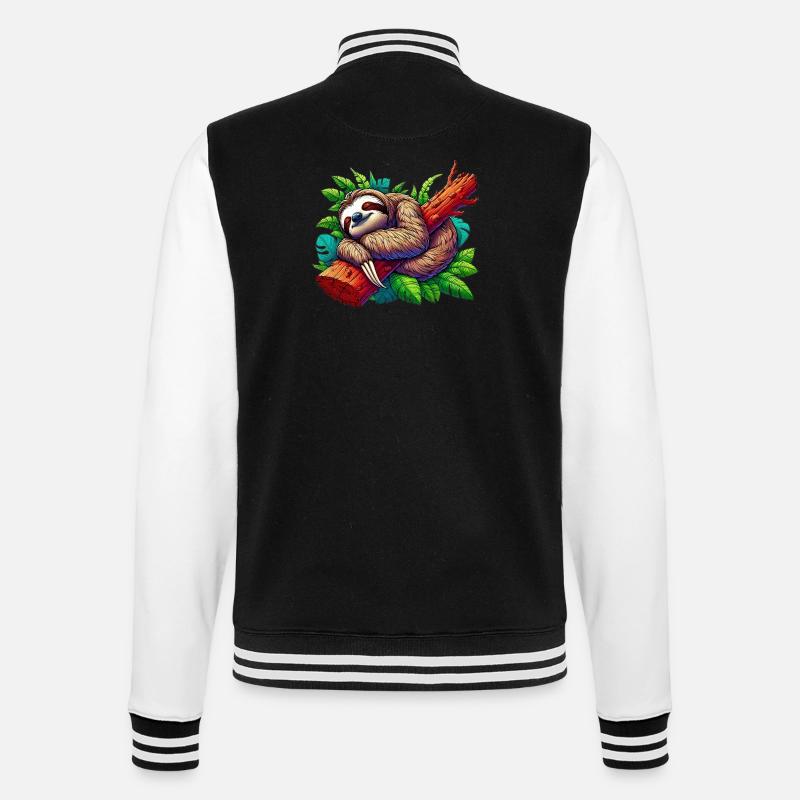 Faultier - College-Sweatjacke - Schwarz/Weiß