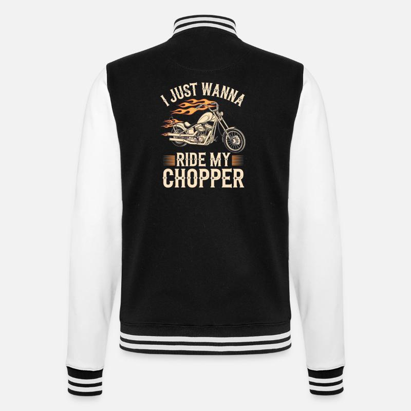 Flammender Chopper Motorrad - College-Sweatjacke - Schwarz/Weiß