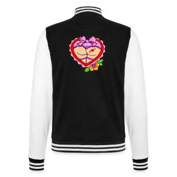 Heart Bow Cartoon espiègle drôle, rétro - Veste Teddy - noir/blanc - Dos - Marisol (170cm)