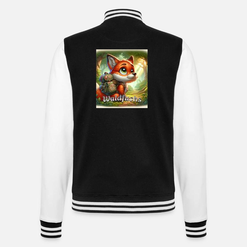 Waldfuchs - College-Sweatjacke - Schwarz/Weiß