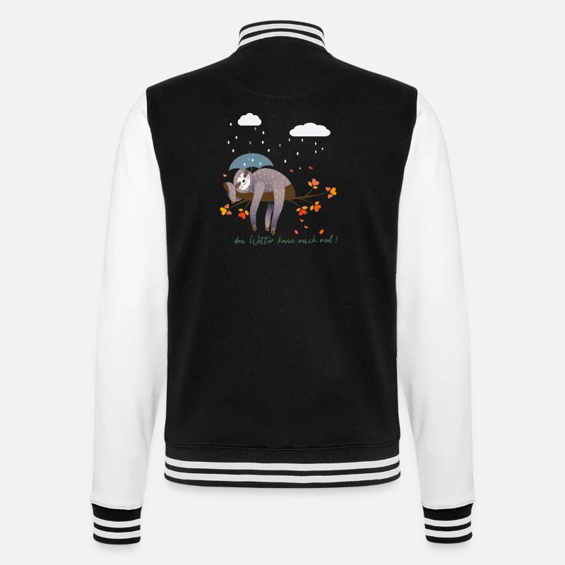 Sloth in the rain - College Sweat Jacket - black/white