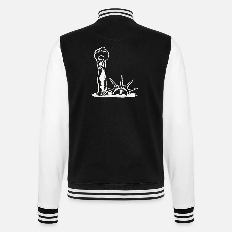 Die Freiheitsstatue ertrinkt - College-Sweatjacke - Schwarz/Weiß