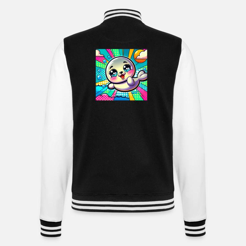 Bunte robbe - College-Sweatjacke - Schwarz/Weiß