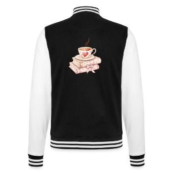 Liebe schlürfen: Kaffee und Bücher - College-Sweatjacke - Schwarz/Weiß - Hinten - Marisol (170cm)