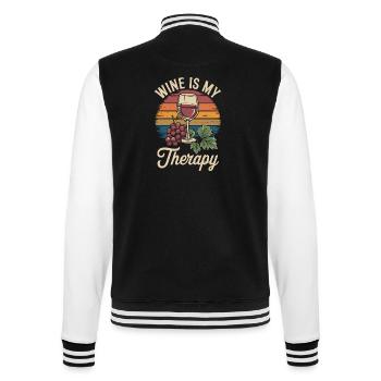 Wine Is My Therapy Wine Glass Outfit for - College Sweat Jacket - black/white - Back - Marisol (170cm)