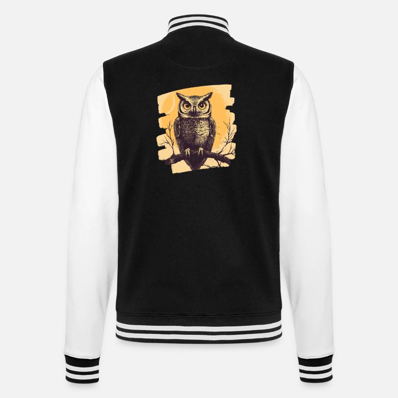 Owl - College Sweat Jacket - black/white