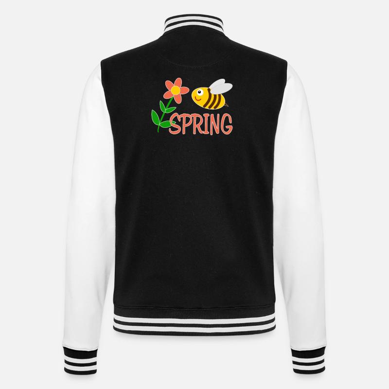 Spring motif with bee - College Sweat Jacket - black/white