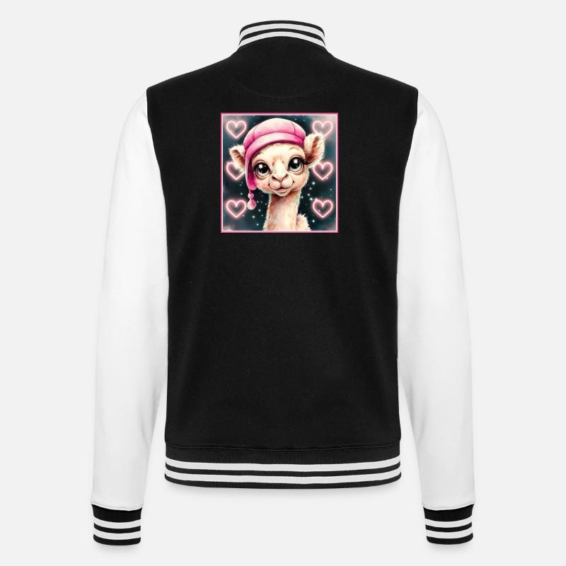 Kamel mit schlafmütze - College-Sweatjacke - Schwarz/Weiß