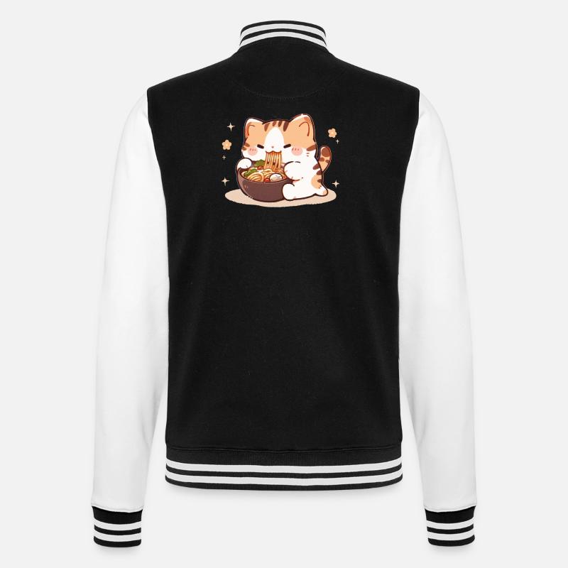 Cat Eating Spaghetti Meme - College Sweat Jacket - black/white