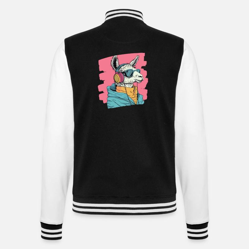 Lama Kopfhörer - College-Sweatjacke - Schwarz/Weiß