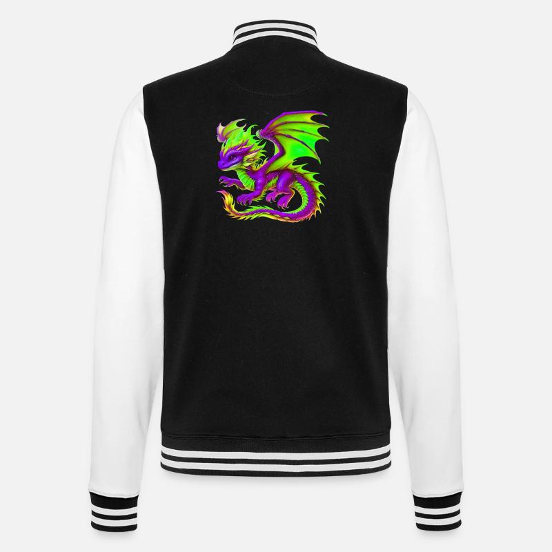 Drache - College-Sweatjacke - Schwarz/Weiß