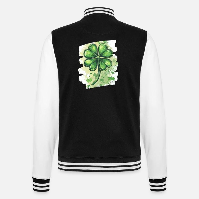 St. Patrick's Day Shamrock - College Sweat Jacket - black/white