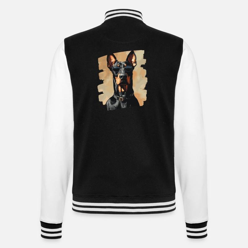 Dobermann - College-Sweatjacke - Schwarz/Weiß