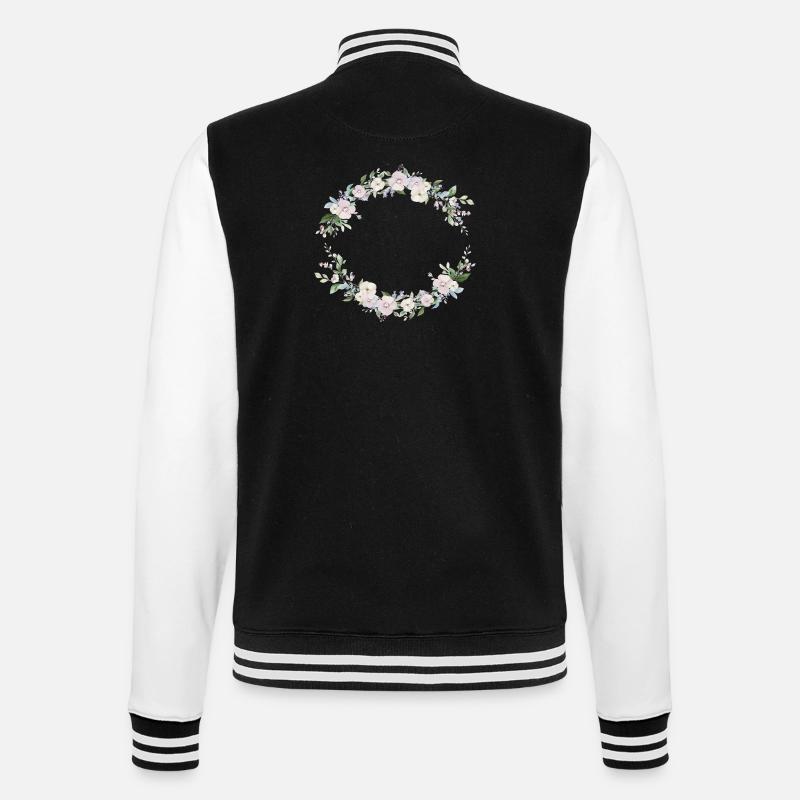 Spring Wreath - Personalizable - College Sweat Jacket - black/white