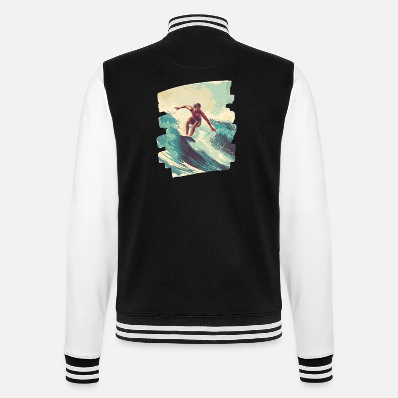 Surfer - College-Sweatjacke - Schwarz/Weiß