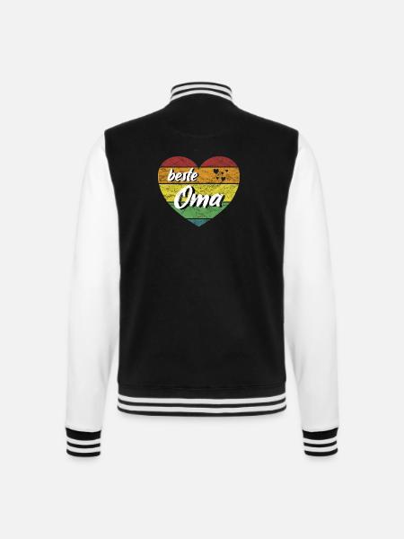 beste Oma Geschenk Lieblingsoma Herz retro vintage - College-Sweatjacke - Schwarz/Weiß