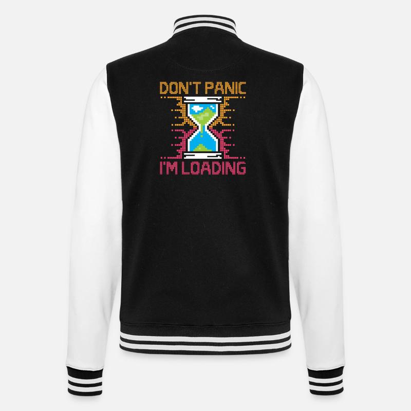 Don't Panic – Pixel Loading Hourglass - College Sweat Jacket - black/white