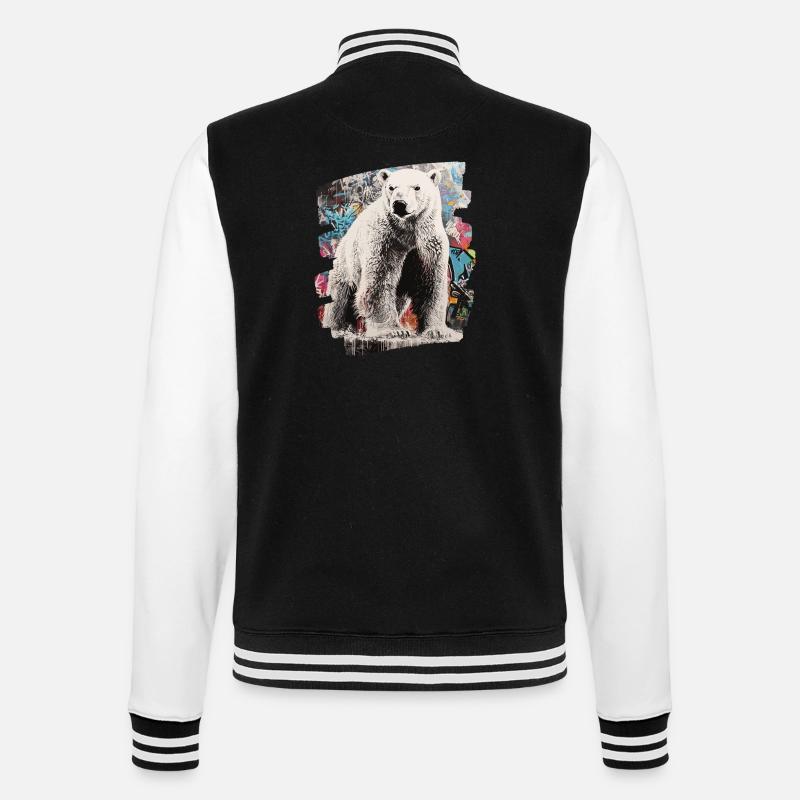 Eisbär Graffiti Sprayer - College-Sweatjacke - Schwarz/Weiß