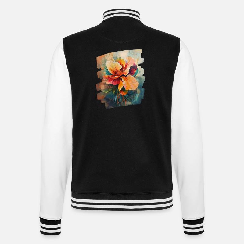 Spring Spring Beginning Flower Flowers - College Sweat Jacket - black/white