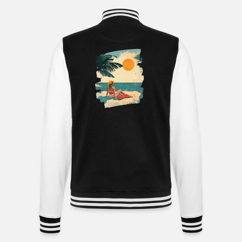Sommer Strand Retro - College-Sweatjacke - Schwarz/Weiß
