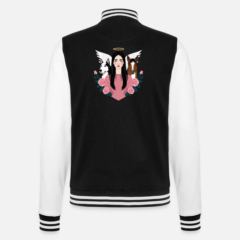 Frauchen, Hund und Pferd - College-Sweatjacke - Schwarz/Weiß