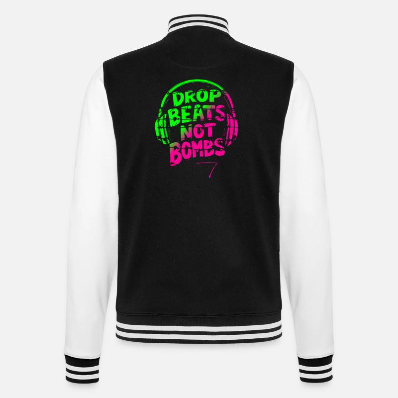 Drop Beats Not Bombs vert rose - Veste Teddy - noir/blanc