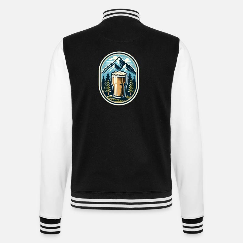 Berg Panorama mit Bierglas - College-Sweatjacke - Schwarz/Weiß