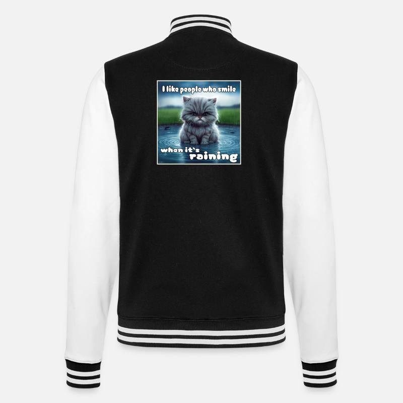 Cat in the rain - College Sweat Jacket - black/white