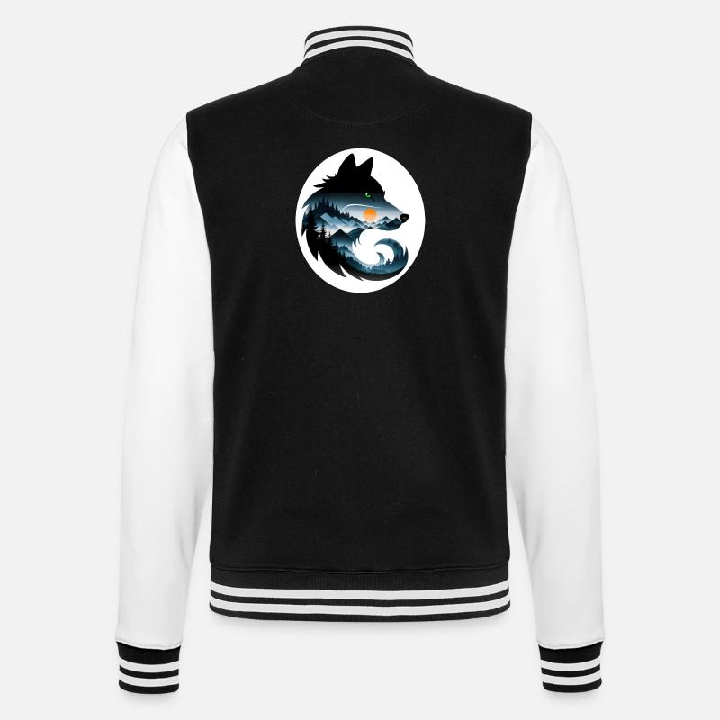 Paysage de loup - Veste Teddy - noir/blanc
