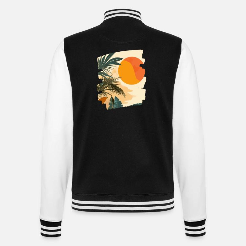 Summer Palm Tree Sunset - College Sweat Jacket - black/white