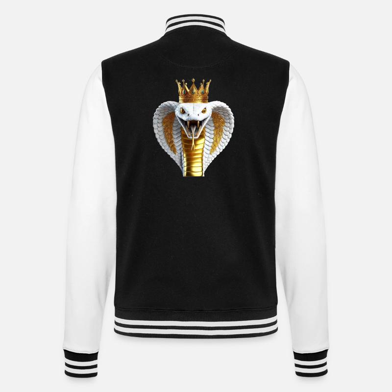 King Cobra with Crown - College Sweat Jacket - black/white