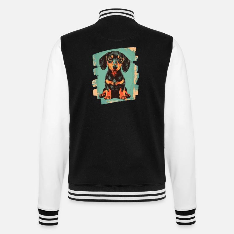 Dackel Dachshund - College-Sweatjacke - Schwarz/Weiß