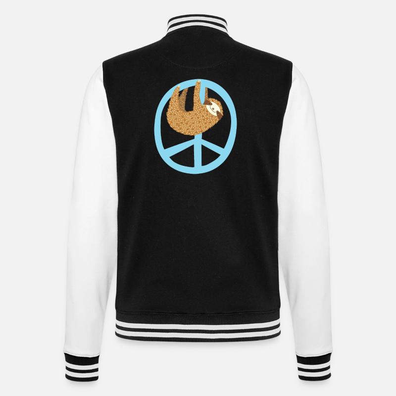 Faultier Peacezeichen - College-Sweatjacke - Schwarz/Weiß
