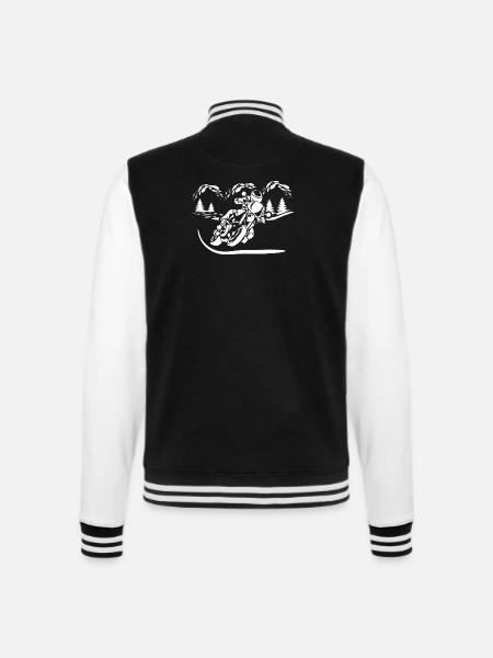 Motorrad Waldsilhouette - College-Sweatjacke - Schwarz/Weiß