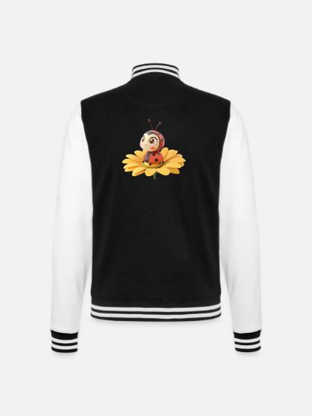 Cute ladybug on a flower - College Sweat Jacket - black/white