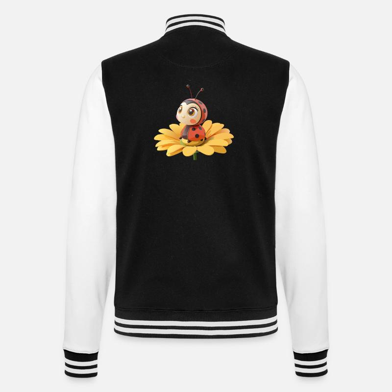 Cute ladybug on a flower - College Sweat Jacket - black/white