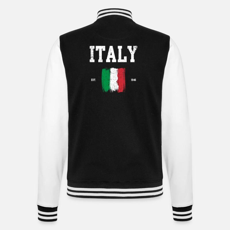 Italy Flag Brushstroke Design - College Sweat Jacket - black/white