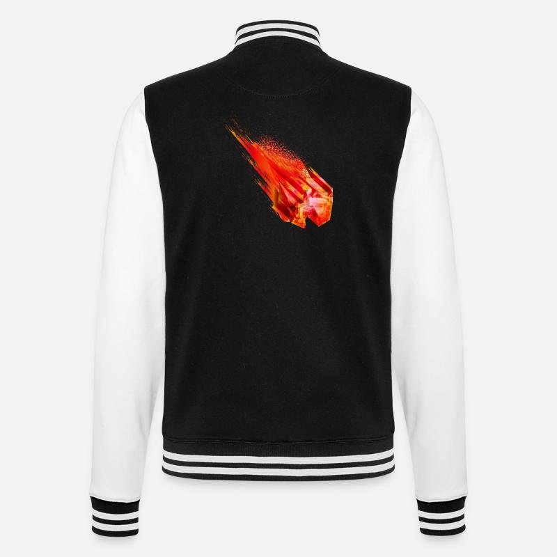 Glühender Asteroid mit Feuerschweif – Powerdesign - College-Sweatjacke - Schwarz/Weiß