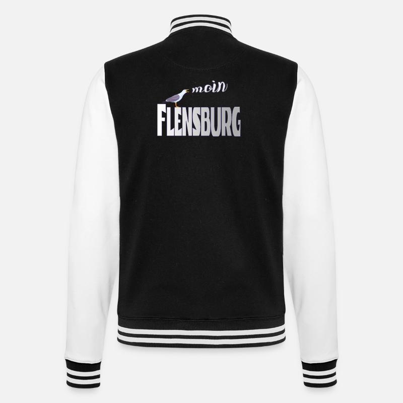 Flensburg Möwe & Moin Design - College-Sweatjacke - Schwarz/Weiß