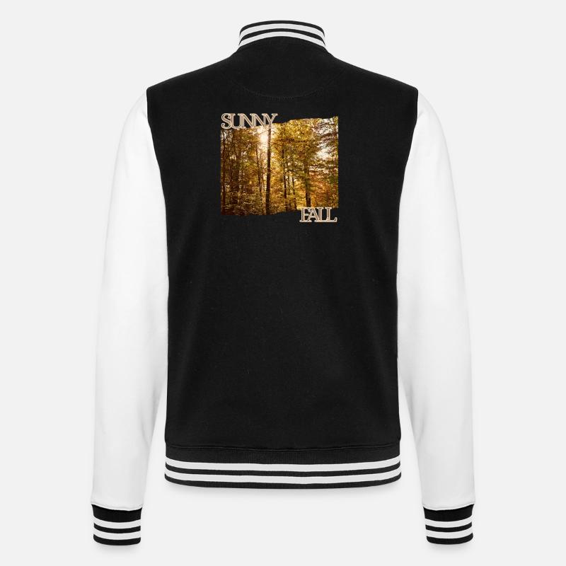 Sunny Fall - Herbstsonne im Wald - College-Sweatjacke - Schwarz/Weiß