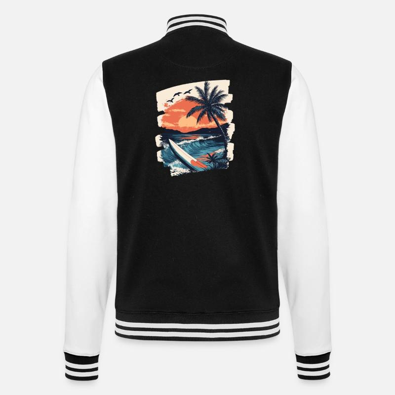 Beach Palm Trees Sunset Summer - College Sweat Jacket - black/white