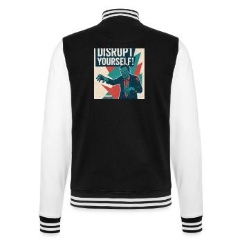 Disrupt Yourself! - College-Sweatjacke - Schwarz/Weiß - Hinten - Marisol (170cm)
