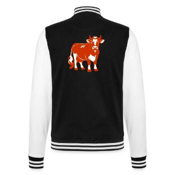 Rotbraunes Milchkuh Design – Land & Bauernhof - College-Sweatjacke - Schwarz/Weiß - Hinten - Marisol (170cm)